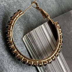 VIAMAJA Øreringe Smilla Hoops 18K forgyldt - Black Clearance
