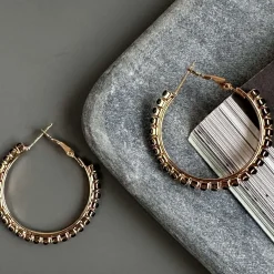 VIAMAJA Øreringe Smilla Hoops 18K forgyldt - Black Clearance
