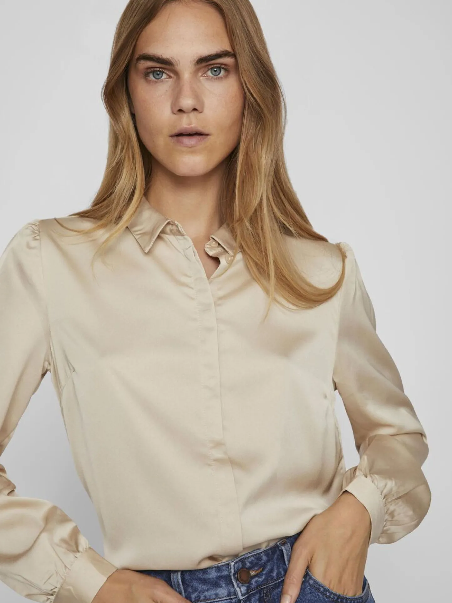 VIAMAJA Satinskjorte Luna Beige