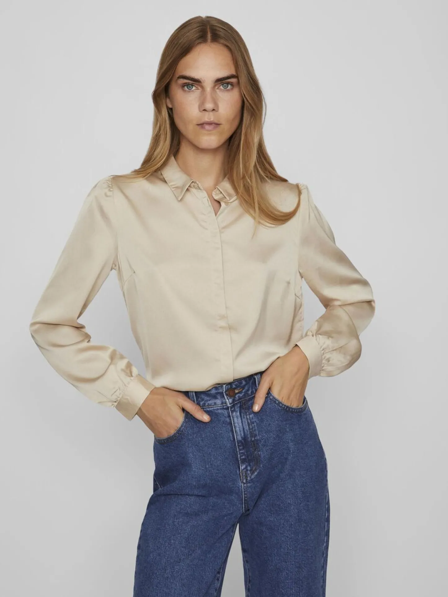 VIAMAJA Satinskjorte Luna Beige