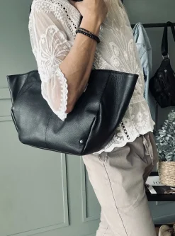 VIAMAJA Shopper Aura – Soft black leather