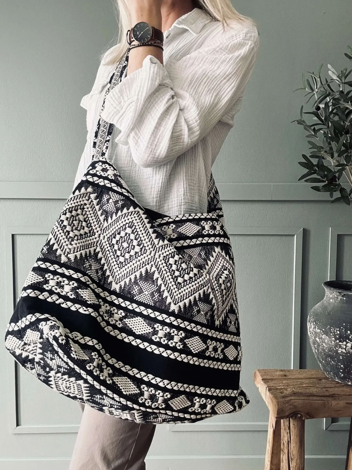 VIAMAJA Shopper Black boheme – Perfekt til yoga Sale