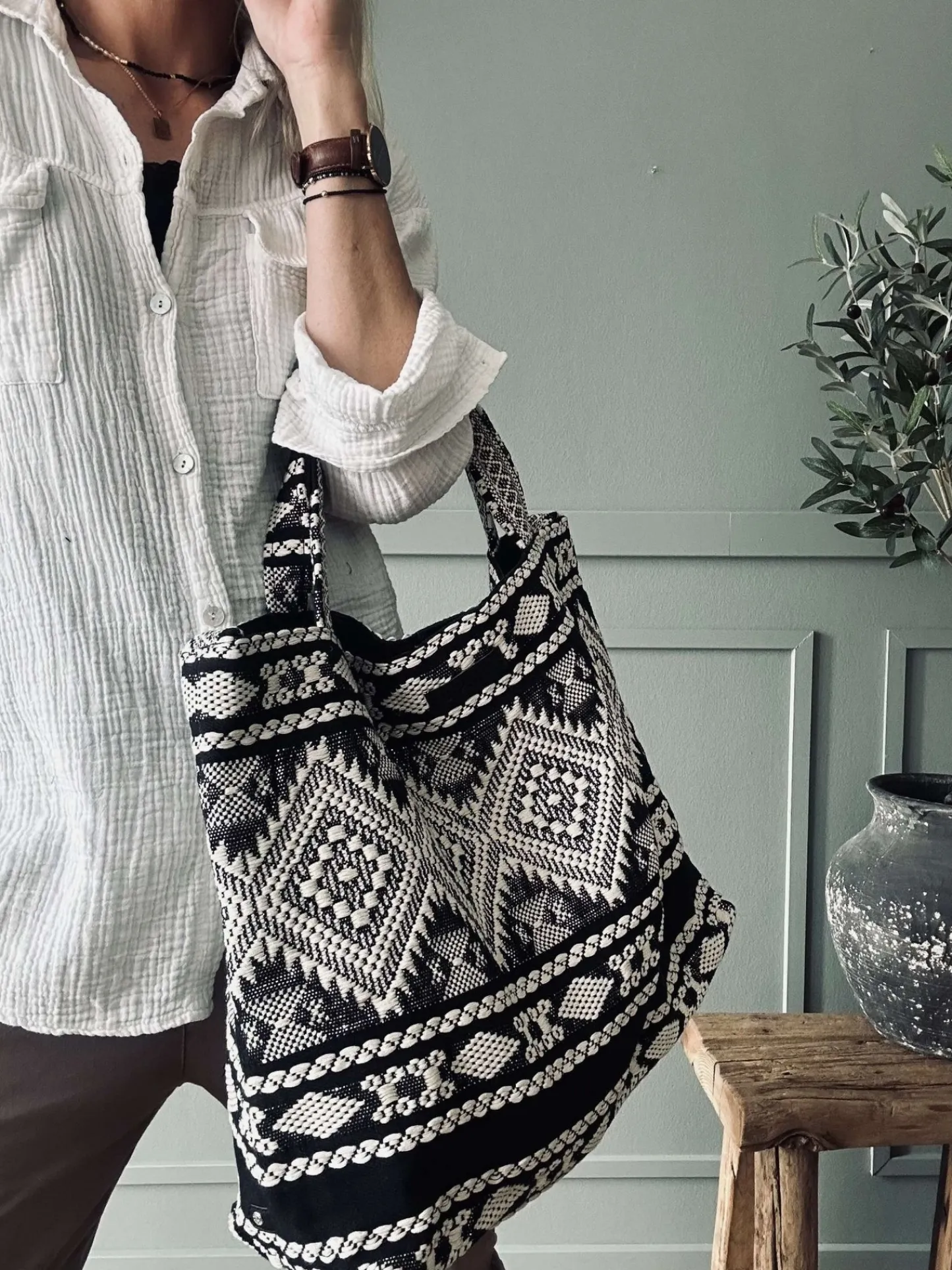 VIAMAJA Shopper Black boheme – Perfekt til yoga Sale