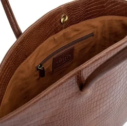 VIAMAJA Shopper croco i skind - Cognac Discount