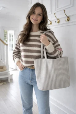 VIAMAJA Shopper Grå striber Best