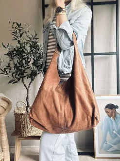 VIAMAJA Shopper i blødt ruskind - Cognac