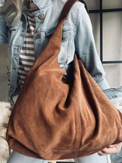 VIAMAJA Shopper i blødt ruskind - Cognac
