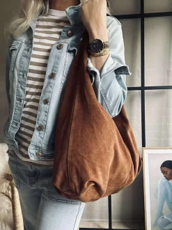 VIAMAJA Shopper i blødt ruskind - Cognac