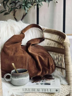 VIAMAJA Shopper i blødt ruskind - Cognac