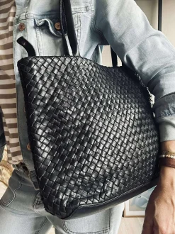 VIAMAJA Shopper i flettet skind - Black