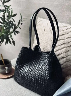 VIAMAJA Shopper i flettet skind - Black