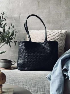 VIAMAJA Shopper i flettet skind - Black