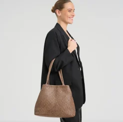 VIAMAJA Shopper i flettet skind - Dark taupe Sale