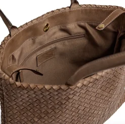 VIAMAJA Shopper i flettet skind - Dark taupe Sale
