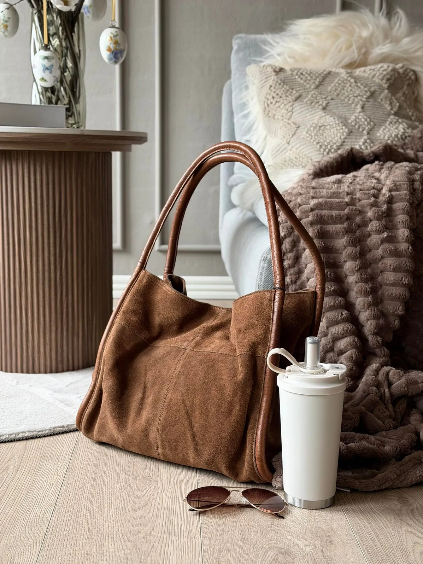 VIAMAJA Shopper i ruskind - Walnut Discount