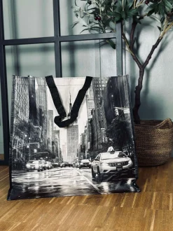 VIAMAJA Shopper m. motiv - grå mix Outlet
