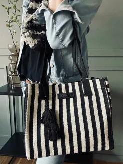 VIAMAJA Shopper STRIBE Canvas Small Discount