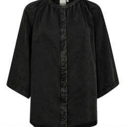 VIAMAJA Skjorte bluse Victoria - Stone grey Discount