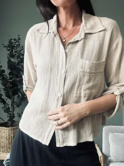 VIAMAJA Skjorte Milla - Hørmix beige Hot
