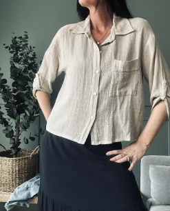VIAMAJA Skjorte Milla - Hørmix beige Hot