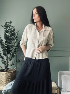 VIAMAJA Skjorte Milla - Hørmix beige Hot