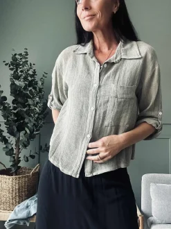 VIAMAJA Skjorte Milla - Hørmix kaki Best