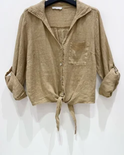 VIAMAJA Skjorte NALA camel - 100% hør New
