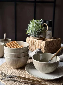 VIAMAJA Skål Lydia keramik - Sæt med 4 stk Beige