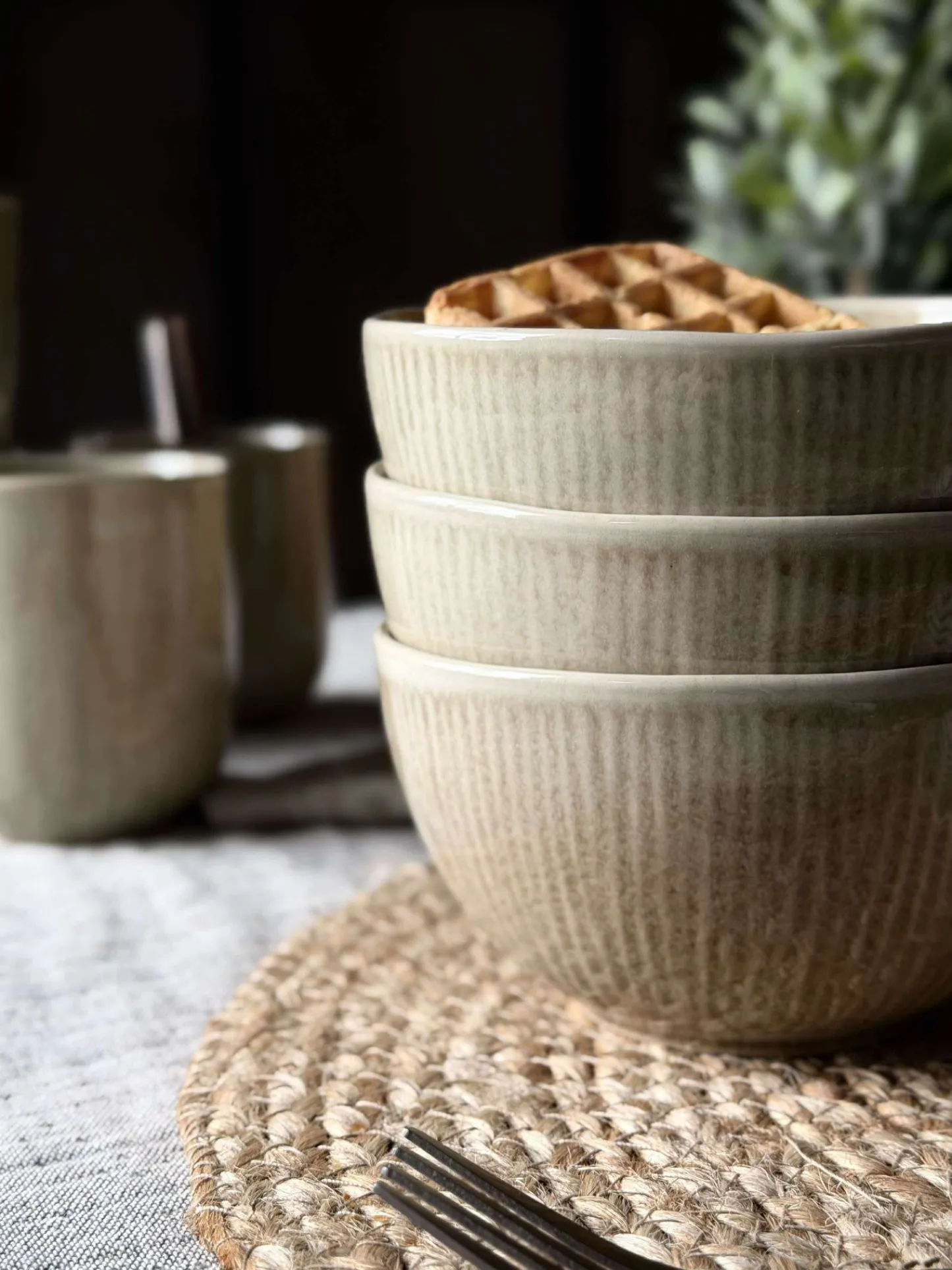 VIAMAJA Skål Lydia keramik - Sæt med 4 stk Beige