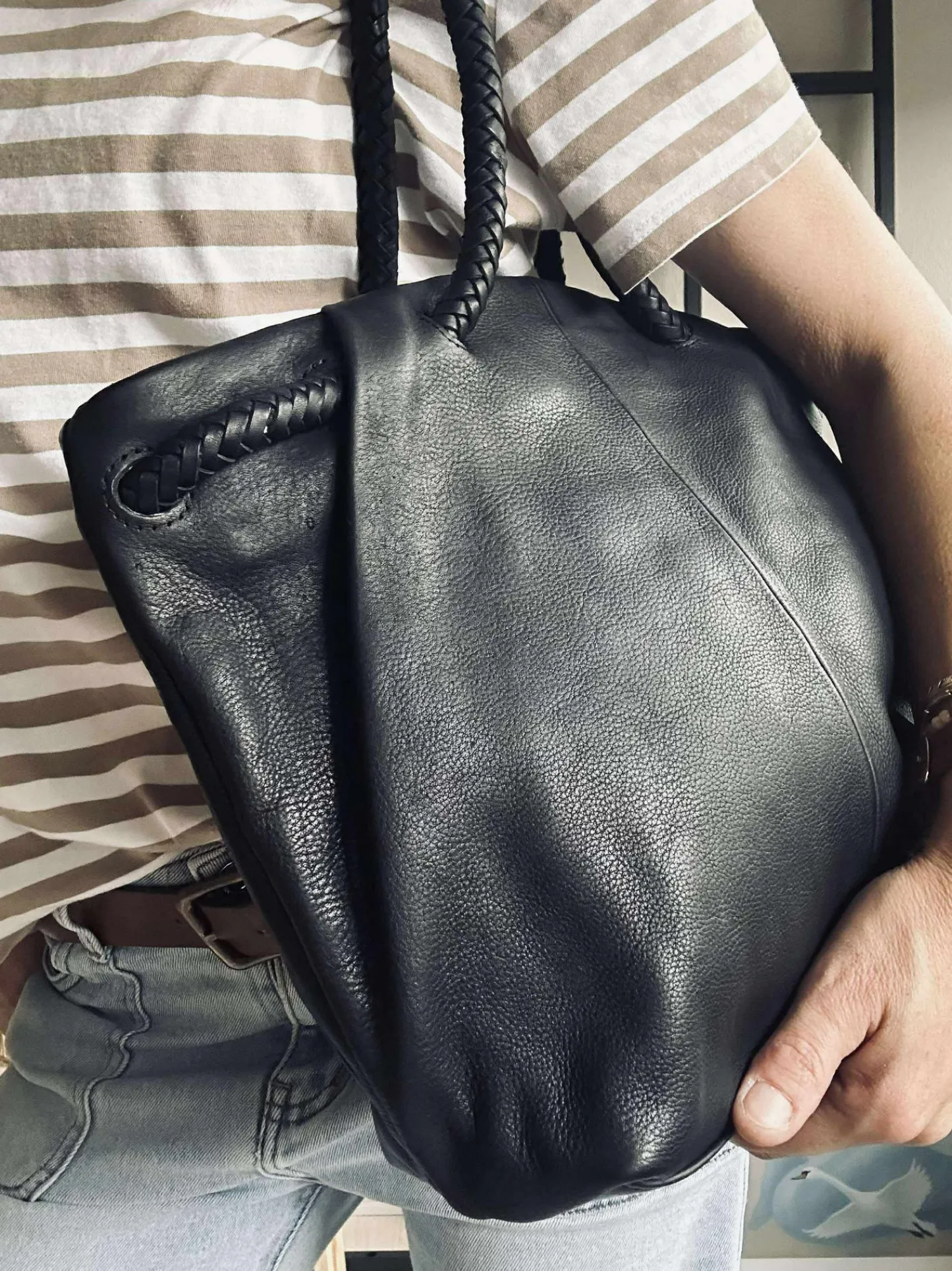 VIAMAJA Skuldertaske med smuk fletrem - Black Sale