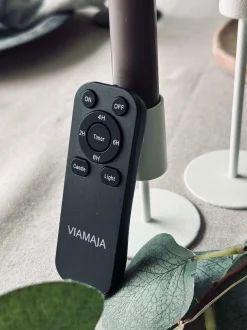 VIAMAJA Stagelys / Sæt med 2 stk og fjernbetjening – Grå 24 cm