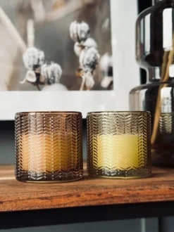 VIAMAJA Stearinlys i farvet glas New