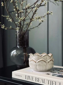 VIAMAJA Stearinlys Lotus - Beige cotton