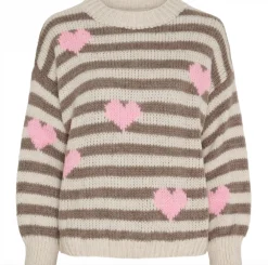 VIAMAJA Strik - Beige striber