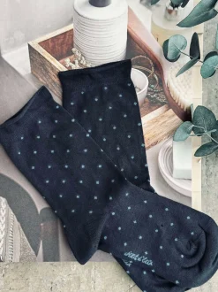 VIAMAJA Strømper Bambus - Navy Dot Best