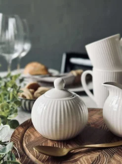 VIAMAJA Sukkerskål Riflet - Porcelæn Best