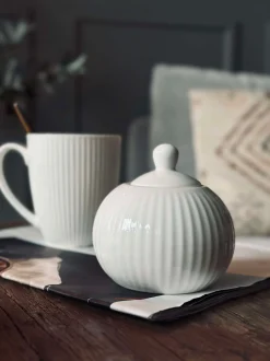 VIAMAJA Sukkerskål Riflet - Porcelæn Best