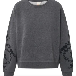 VIAMAJA Sweatshirt med broderi - Grey oversize
