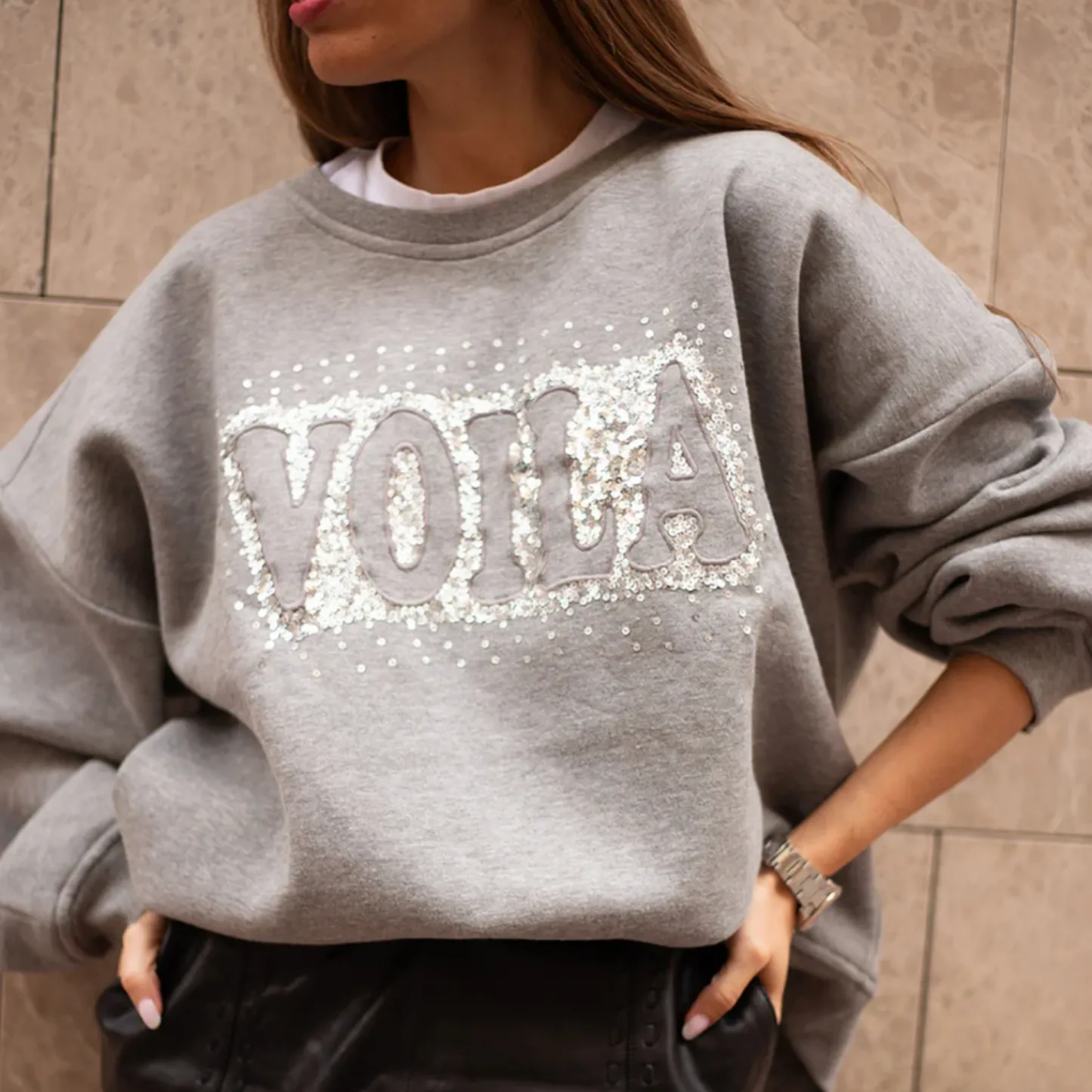 VIAMAJA Sweatshirt Oversize - Grey Melange Sale
