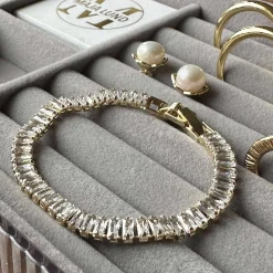 VIAMAJA Tennisarmbånd Thelma med zirkoner - guldbelagt Sale