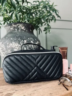 VIAMAJA Toilettaske - Black leather Discount