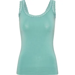 VIAMAJA Top med blonde Økotex petrol – Bambus Hot