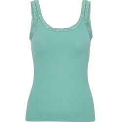 VIAMAJA Top med blonde Økotex petrol – Mikrofiber