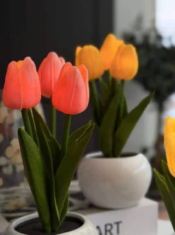 VIAMAJA Tulipaner med lys - Rosa Hot