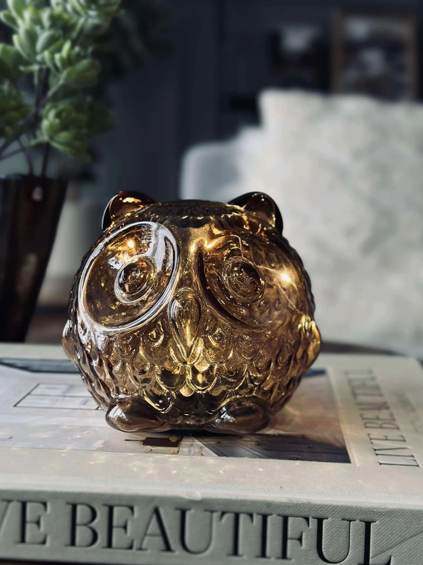 VIAMAJA Ugle med led lys og timer - Small Clearance