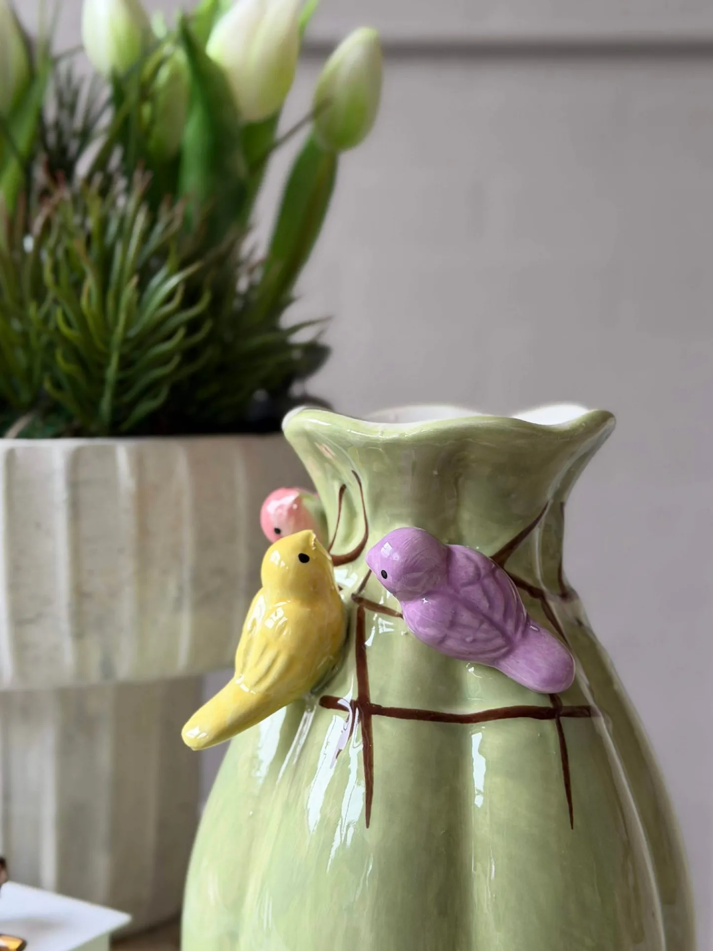 VIAMAJA Vase med deko - Hvid eller Grøn Sale