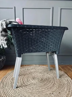VIAMAJA Vasketøjskurv med foldbar ben - Dark grey New