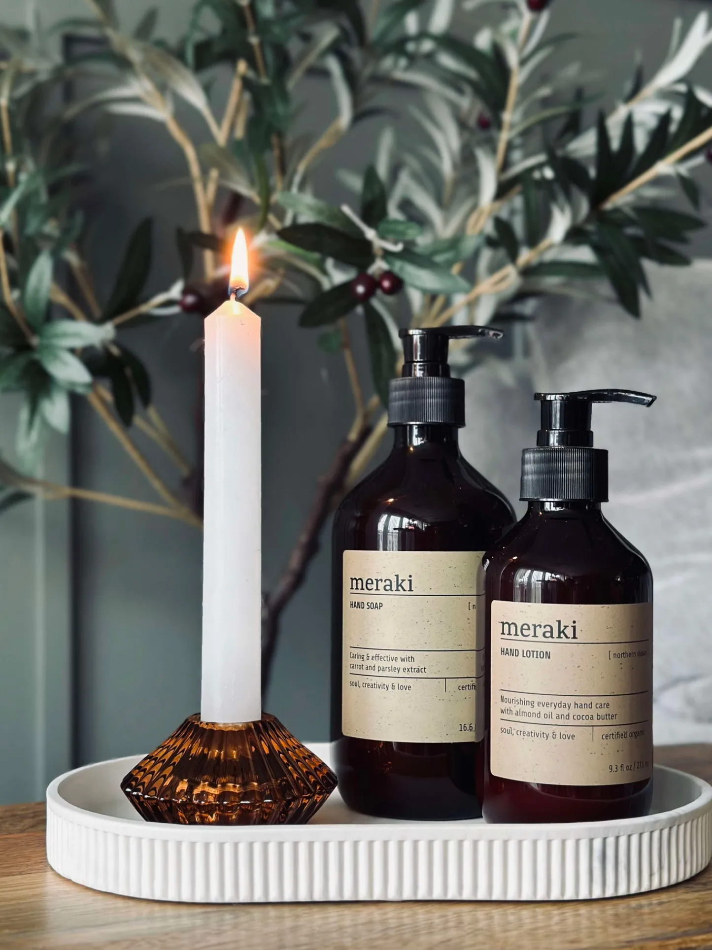 VIAMAJA Vendbar Lysestage - Amber gylden Sale