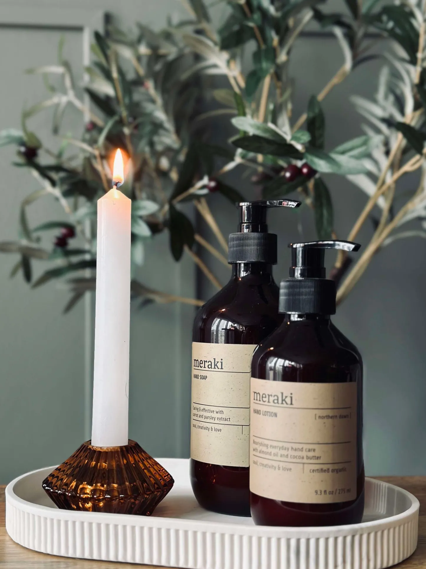 VIAMAJA Vendbar Lysestage - Amber gylden Sale