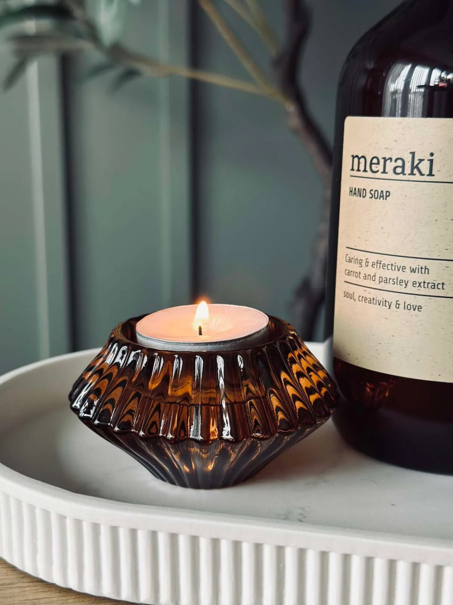 VIAMAJA Vendbar Lysestage - Amber gylden Sale